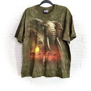 VINTAGE Liquid Blue 2000 Elephant Safari Graphic T-Shirt Size Large